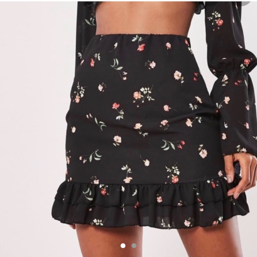 Black floral skirt